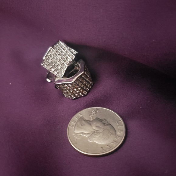 CZ and Silver tone Clip on Earrings - Picture 4 of 4